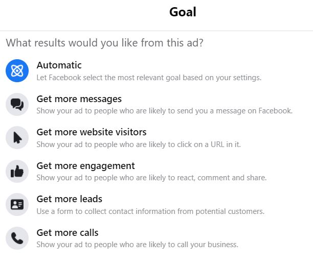 Facebook Ads Goal